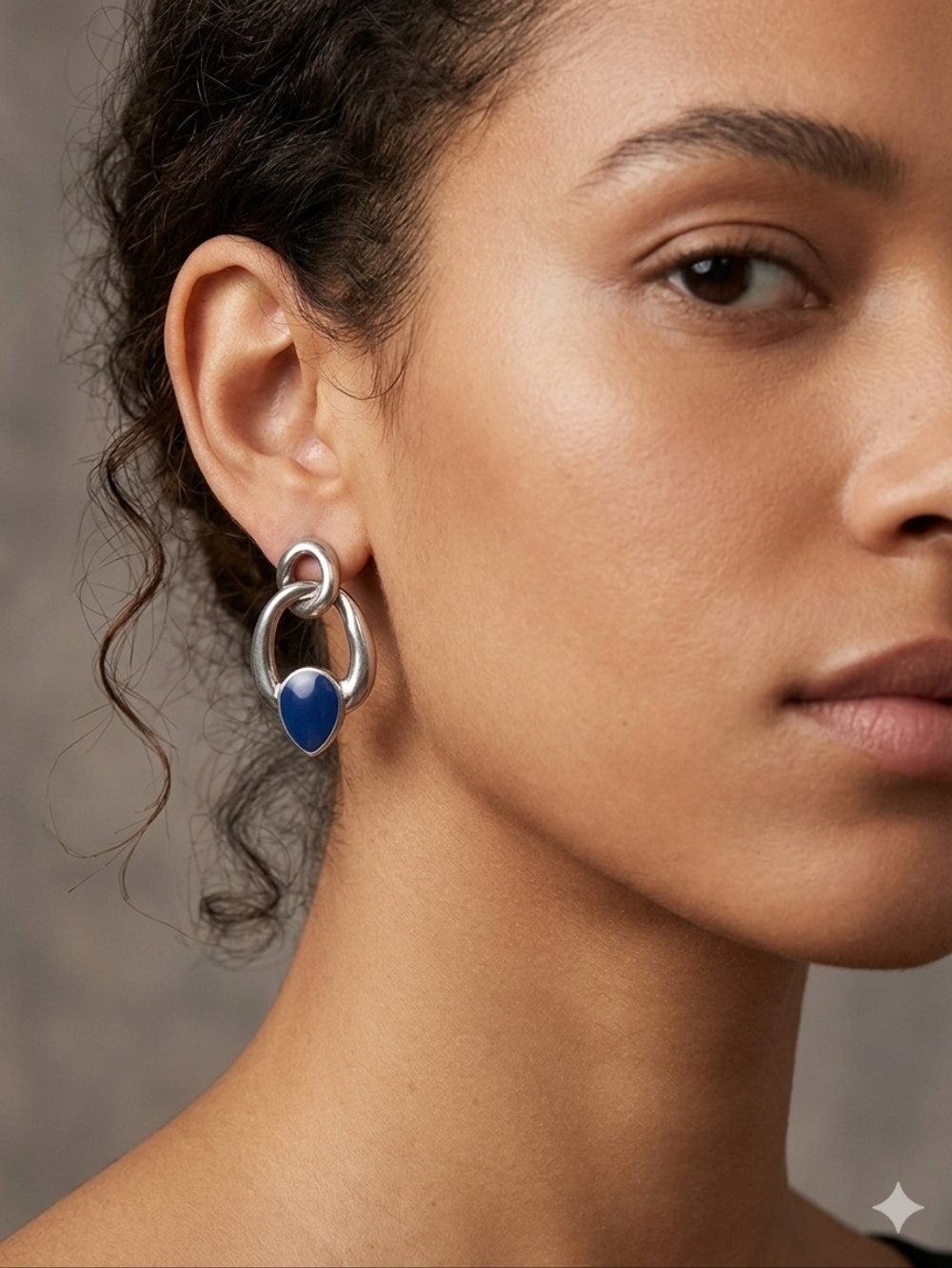 Silver Ox & Royal Blue ‎ Double Hoop Earrings